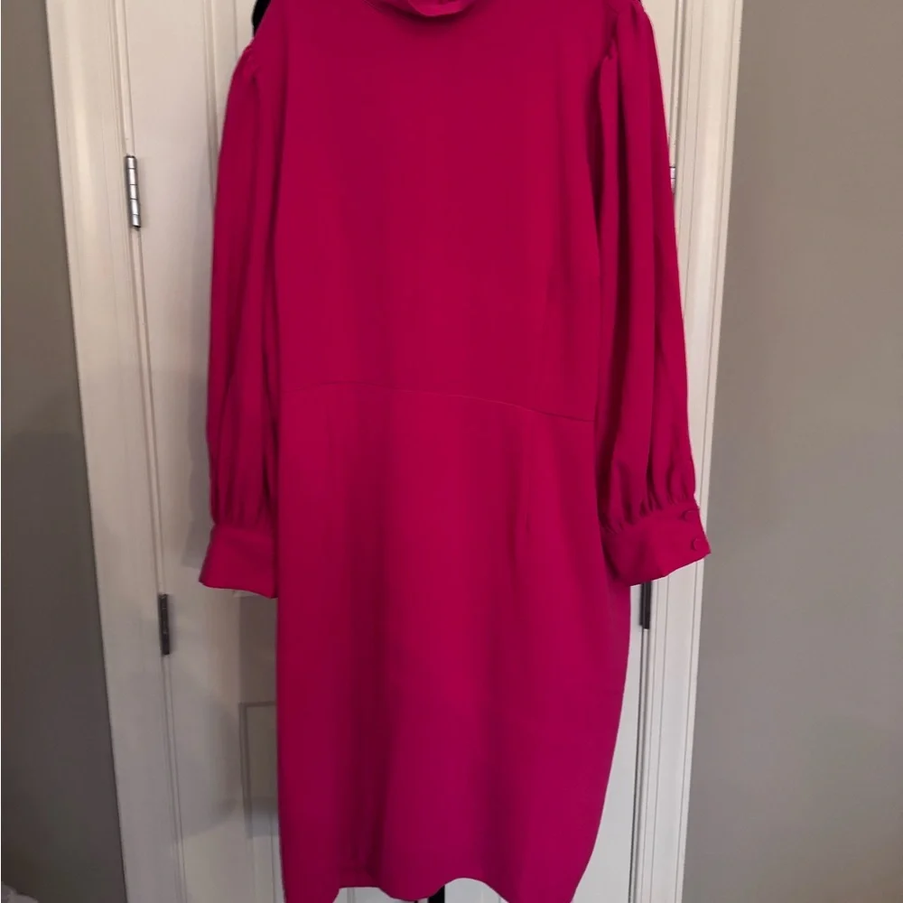 Pink Long Sleeve Sheath Dress with Mock Neck for Cocktail - Picture 3 of 7